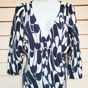 Ann Taylor Blue & Cream Cardigan